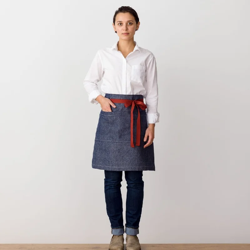 Bistro Half Apron, Blue Denim, for Men and Women