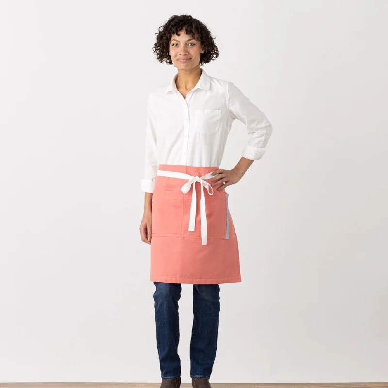 Bistro Half Apron, Coral Pink, Women or Men