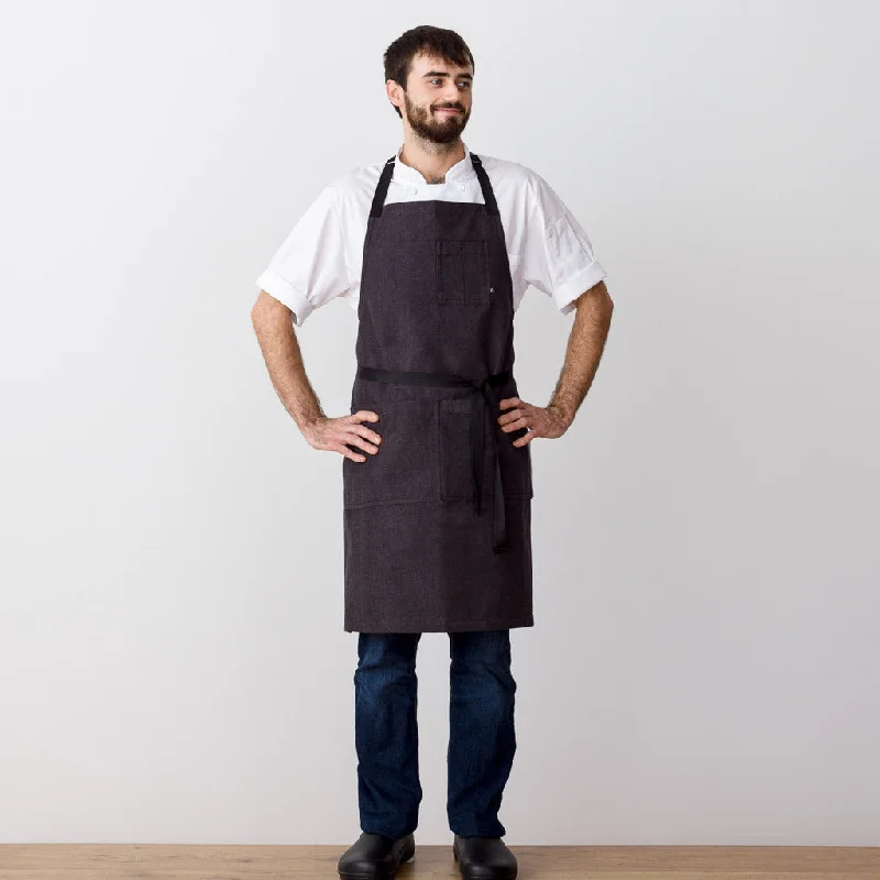 Classic Chef Apron, Charcoal with Black Straps, Men or Women