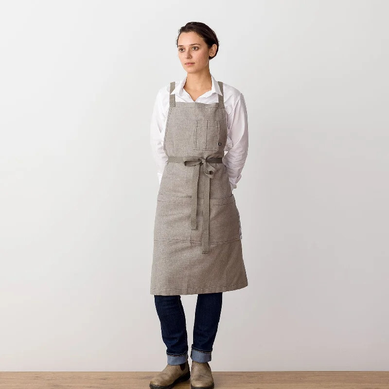 Cross Back Chef Apron, Tan with Tan Straps, Men and Women