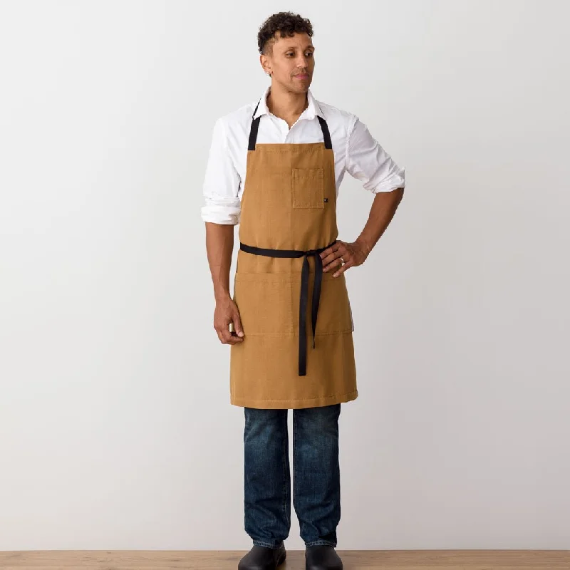 Classic Chef Apron, Ochre with Black Straps, Men or Women