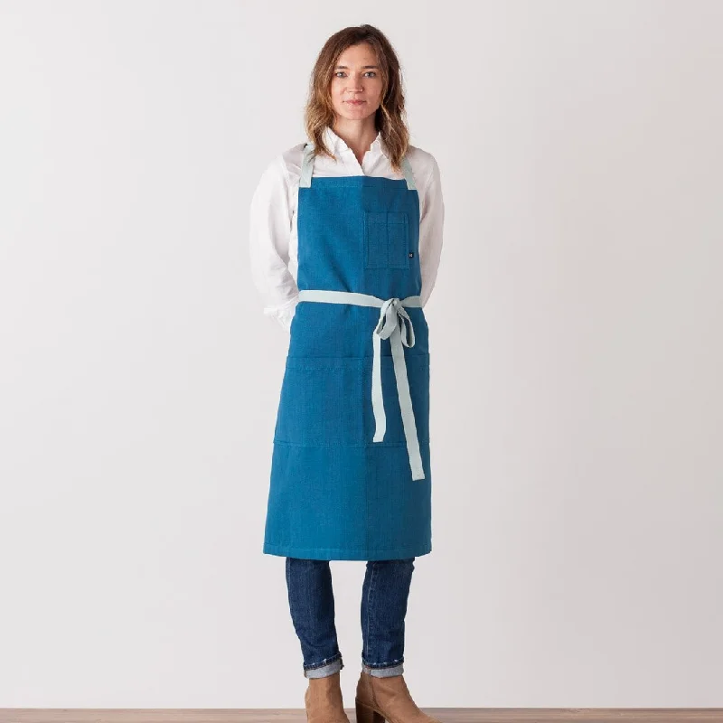 Classic Chef Apron, Seaside Blue with Ice Straps, Men or Women