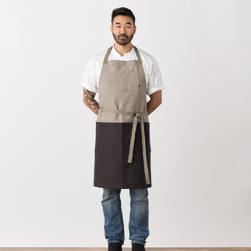 Classic Chef Apron, 2-Tone, Tan and Charcoal Black, Men or Women