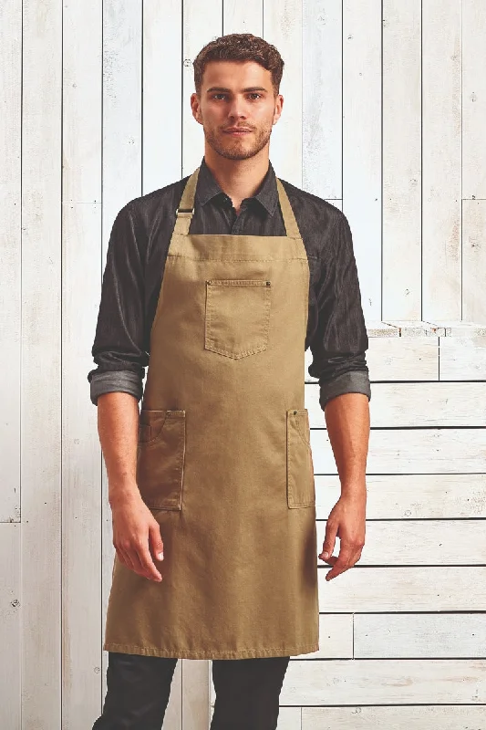 Cotton Chino Adjustable Bib Apron (3 Pocket)