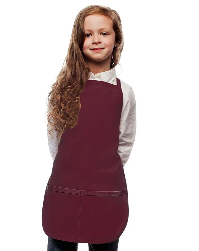 Maroon Kid's Bib Apron (2 Pockets)