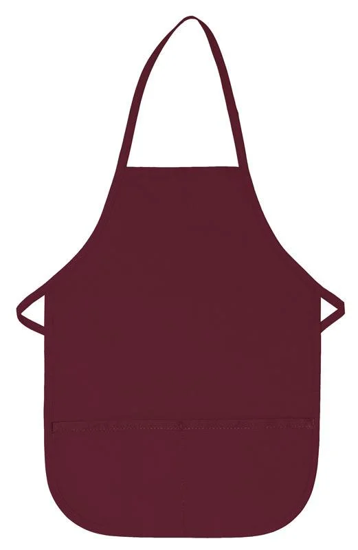 Maroon Kid's XL Bib Apron (2 Pockets)