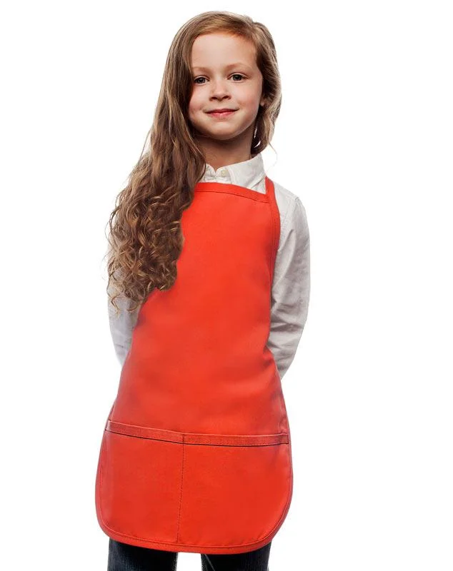 Orange Kid's Bib Apron (2 Pockets)