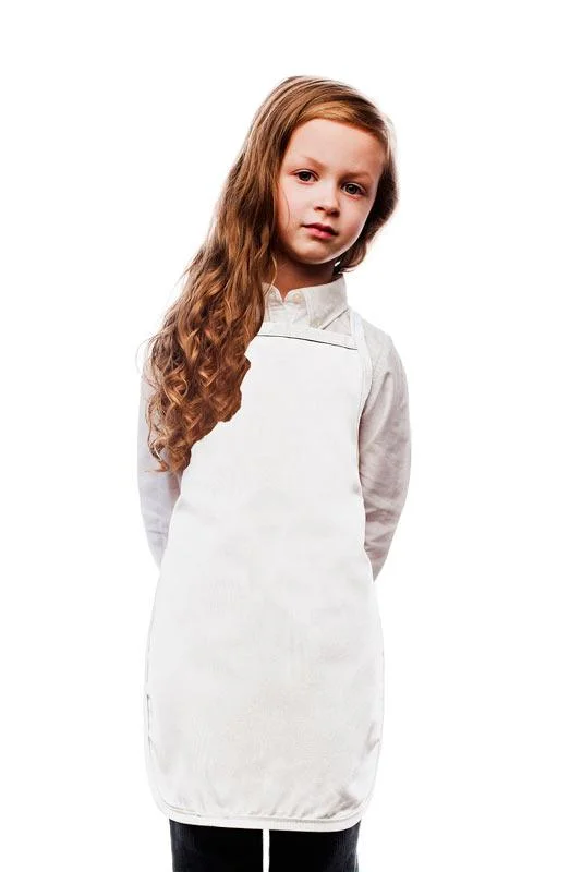 White Kid's Bib Apron (No Pockets)