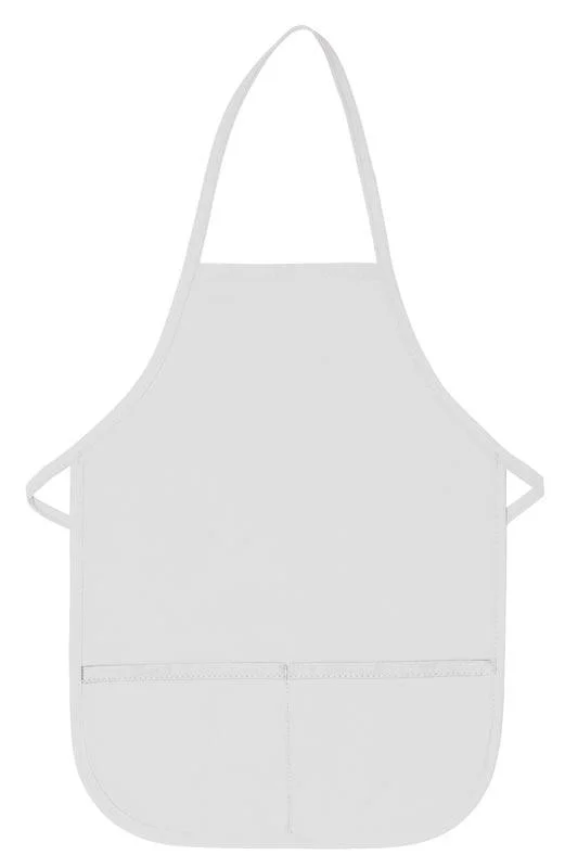 White Kid's XL Bib Apron (2 Pockets)