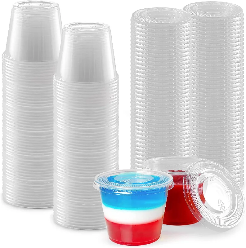 200 Cups Clear Jello Shot Cups with Lids 5.5oz