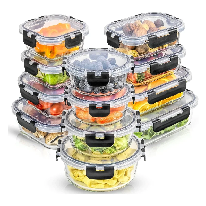 24-Piece JoyJolt Glass Food Storage Containers with Lids Set