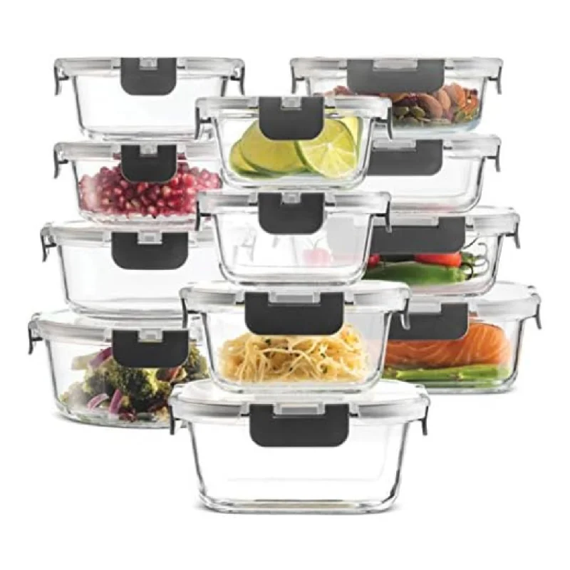 24-Piece The FineDine BPA-free Superior Glass Food Storage Containers Set