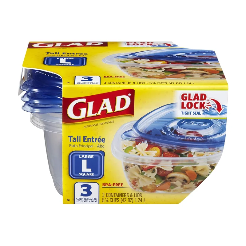 3-Count Glad GladWare Tall Entree Food Storage Containers