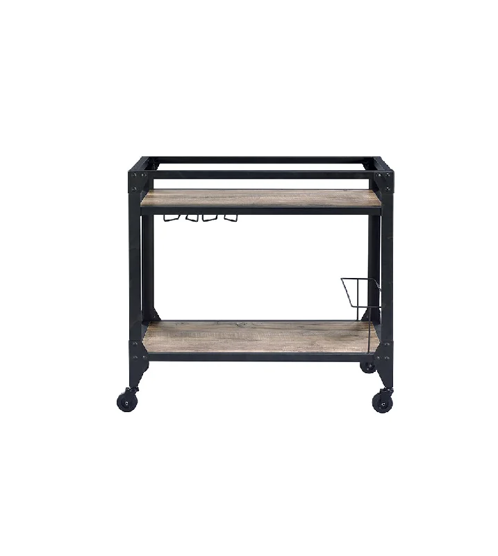 32" X 16" X 31" Black Metal Serving Cart