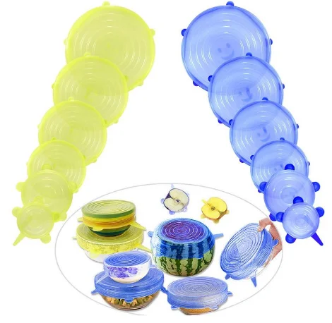 6/12 PCS SET REUSABLE SILICONE FOOD STRETCH LIDS