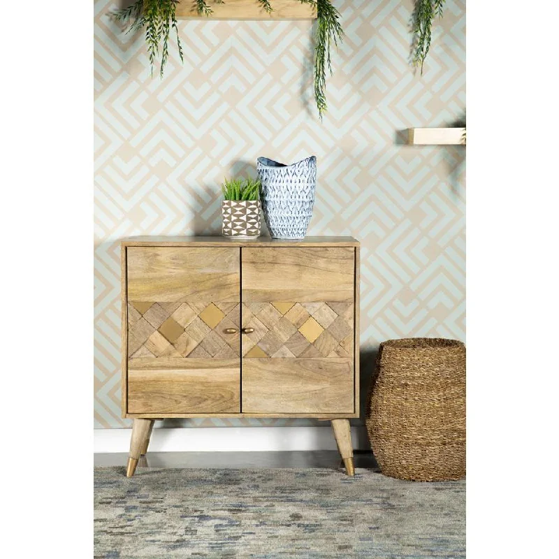 Alyssum Checkered Pattern 2-door Accent Cabinet Natural