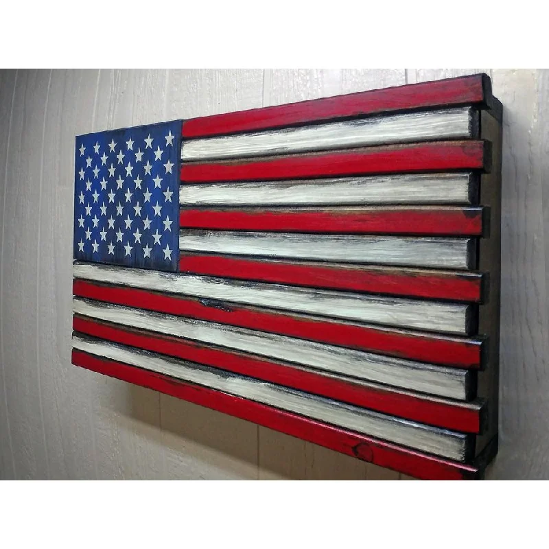 American Furniture Classics Model LRG2COMP Large American Flag Wall Hanging  Concealment with Two Secret Compartments