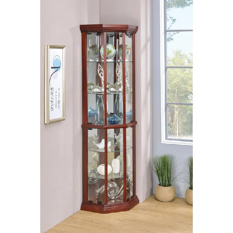 Appledale 6-shelf Corner Curio Cabinet Medium Brown