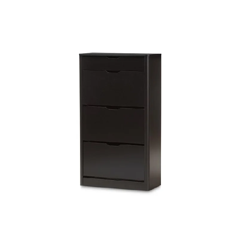 Baxton Studio Cayla Modern and Contemporary Black Wood Shoe Cabinet