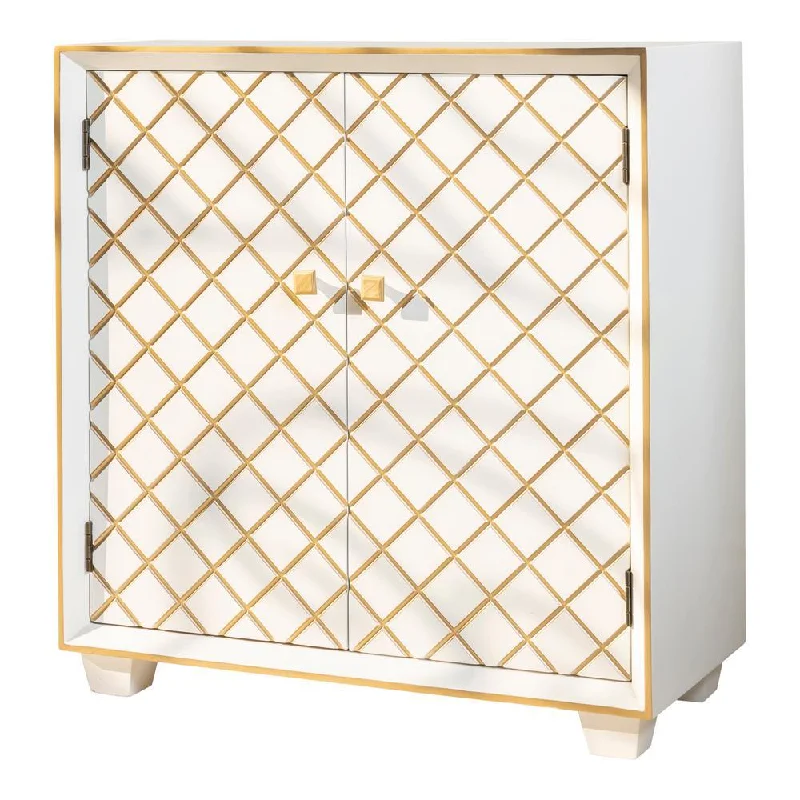 Belinda 2-door Accent Cabinet White and Gold