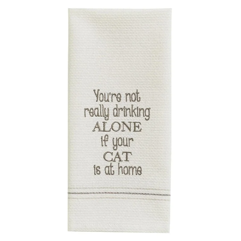 Cat At Home Embroidered Dishtowel -  Set of 2 Park Designs