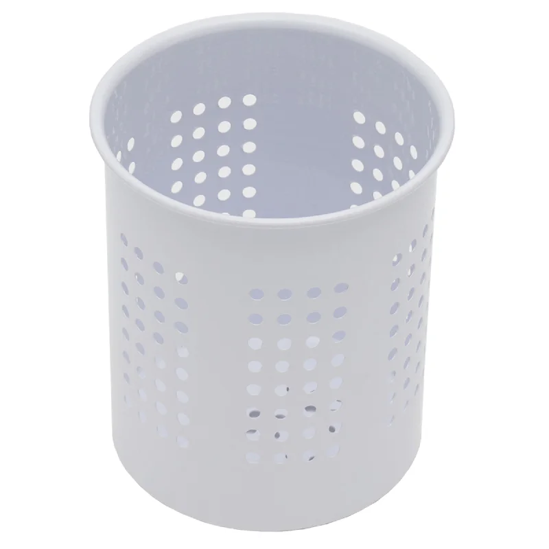 Home Basics Perforated Enamel Stainless Steel Utensil Holder