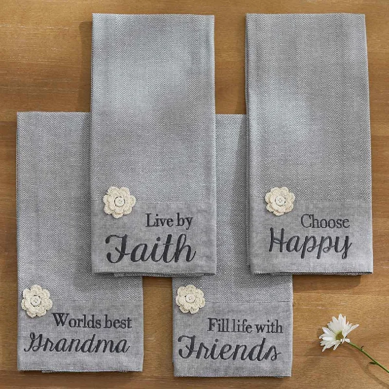 Choose Happy Embroidered Dishtowel - Set of 2 Park Designs