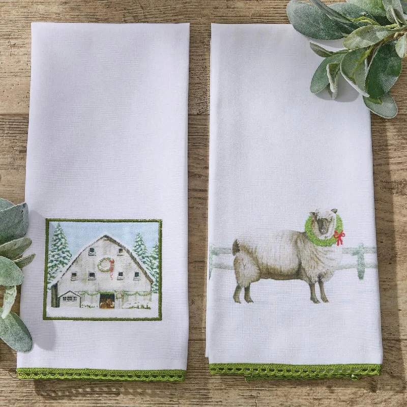 Christmas Barn Patch Dishtowel - Set of 6 Park Designs