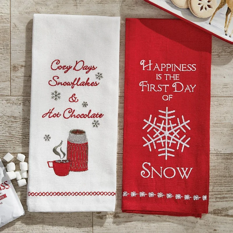 Cozy Day Thermos Embroidered Dishtowel - Set of 2 Park Designs