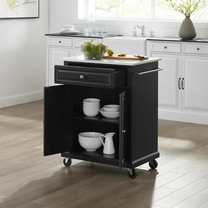 Crosley Furniture Compact Kitchen Black/white Portable Granite Top Kitchen Cart