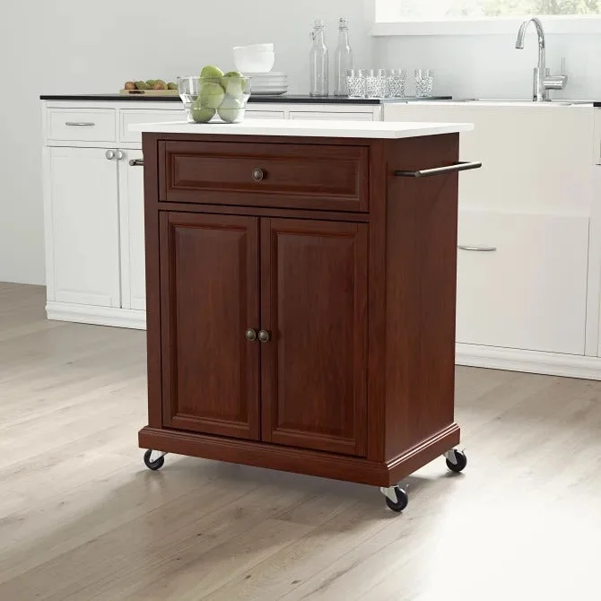 Crosley Furniture Compact Kitchen Mahogany/white Portable Granite Top Kitchen Cart