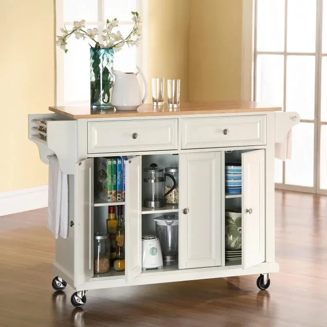 Crosley Furniture Full Size Kitchen Cart With Natural Wood Top