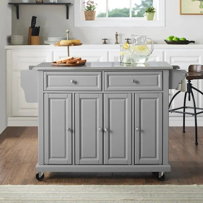 Crosley Furniture Full Size Kitchen Cart With Stainless Steel Top