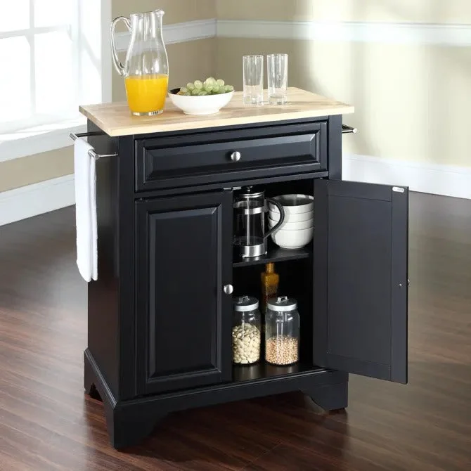 Crosley Furniture Lafayette Black/natural Wood Top Portable Kitchen Island/cart