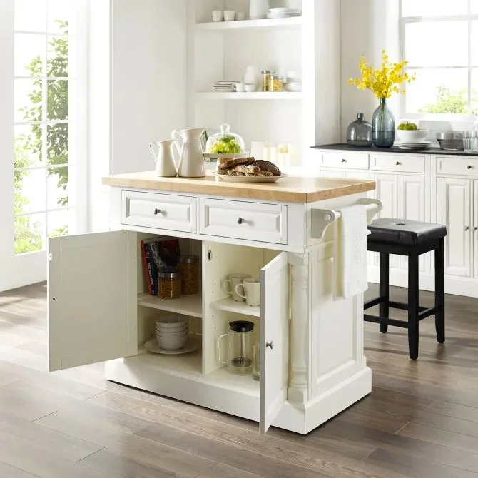 Crosley Furniture Oxford Kitchen Island With Square Seat Stools