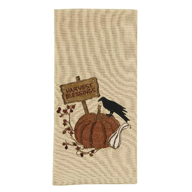 Crow Pumpkin Embroidered Dishtowel - Set of 2 Park Designs