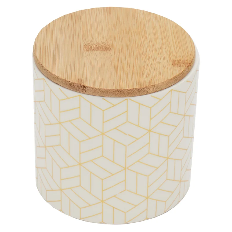 Cubix Small Ceramic Canister with Bamboo Top