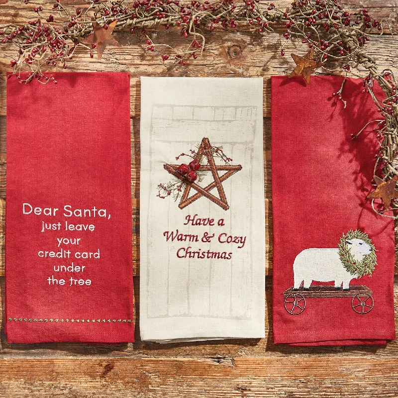 Dear Santa Leave Card Sentiment Dishtowel - Set of 2 Park Designs