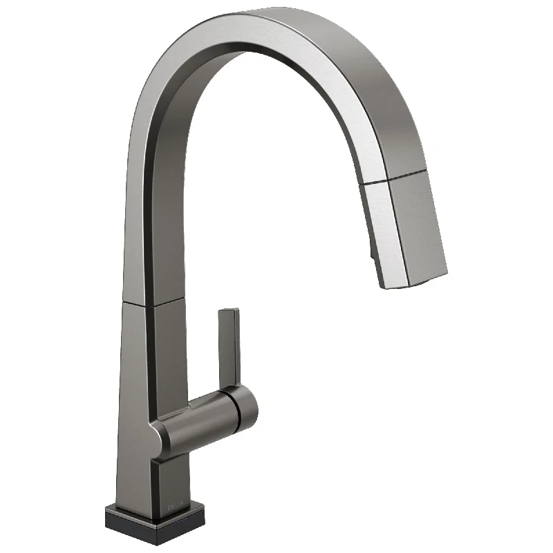 Delta Pivotal Black Stainless Steel Finish Single Handle Pull Down Kitchen Faucet with Touch2O Technology D9193TKSDST