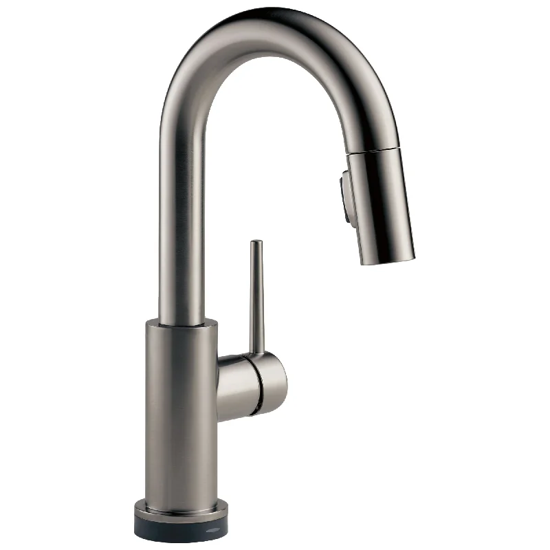 Delta Trinsic Black Stainless Steel Finish Single Handle Pull-Down Bar/Prep Sink Faucet with Touch2O D9959TKSDST