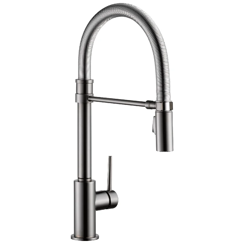 Delta Trinsic Black Stainless Steel Finish Single Handle Pull-Down Kitchen Faucet With Spring Spout D9659KSDST