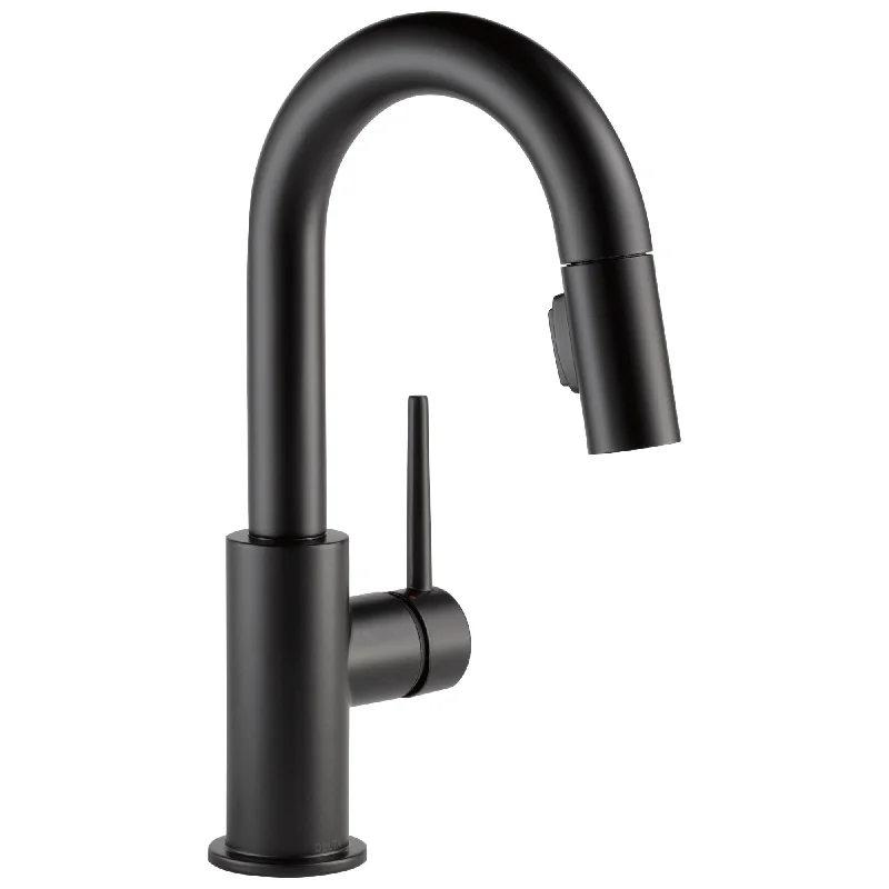 Delta Trinsic Matte Black Finish Single Handle Pull-Down Bar/Prep Kitchen Limited Swivel D9959BLLSDST