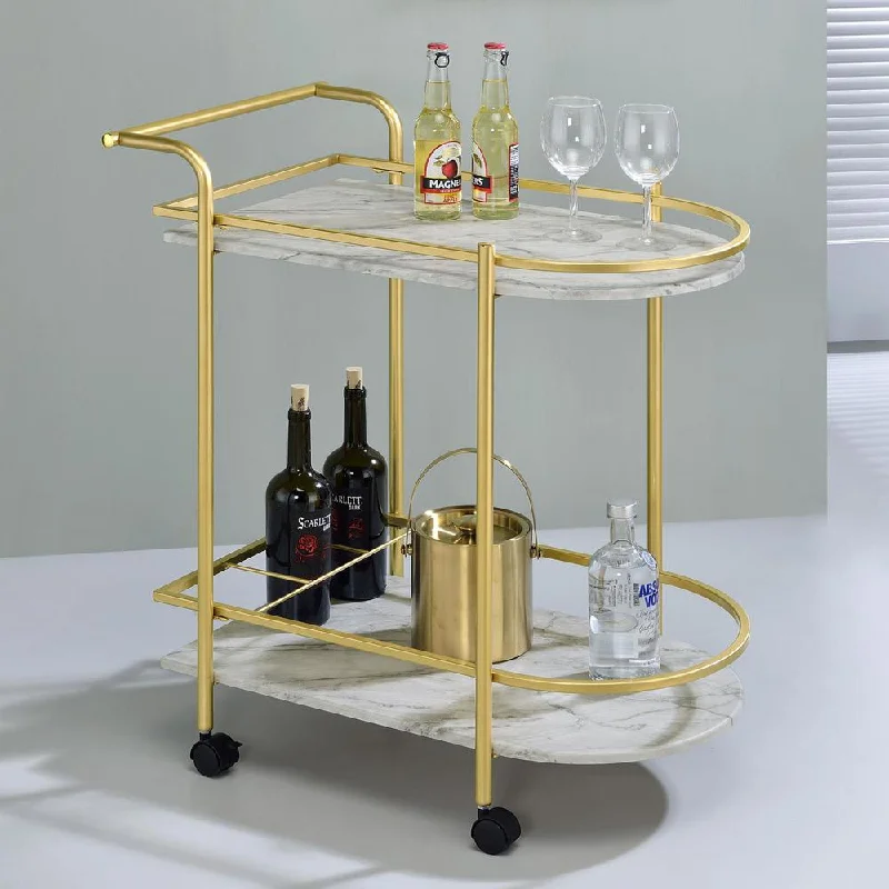 Desiree 2-tier Bar Cart with Casters Gold