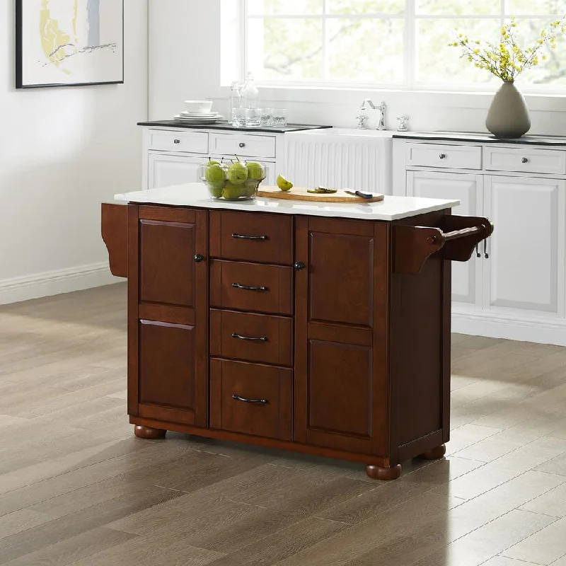 Eleanor Stone Top Kitchen Island Mahogany/White