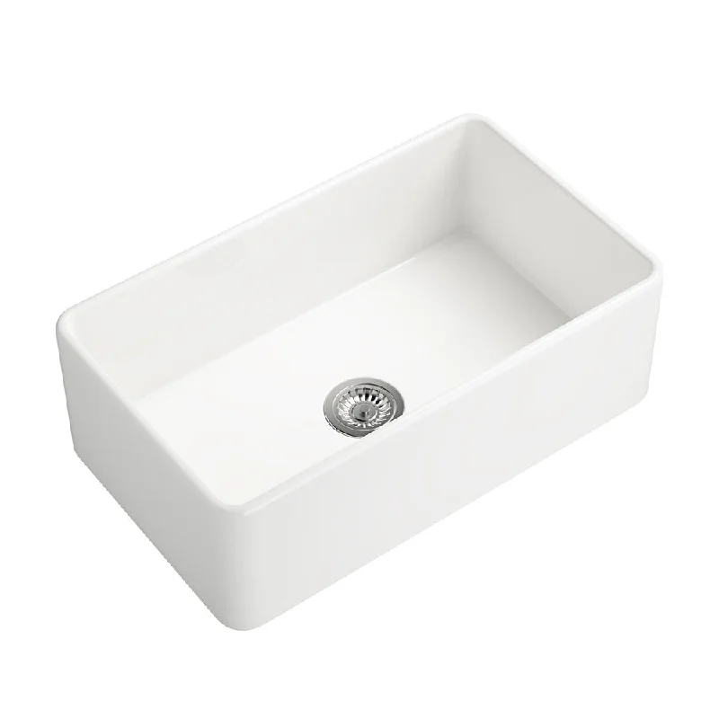 Farmhouse Kitchen Sink Single Undermount Apron Sink - White