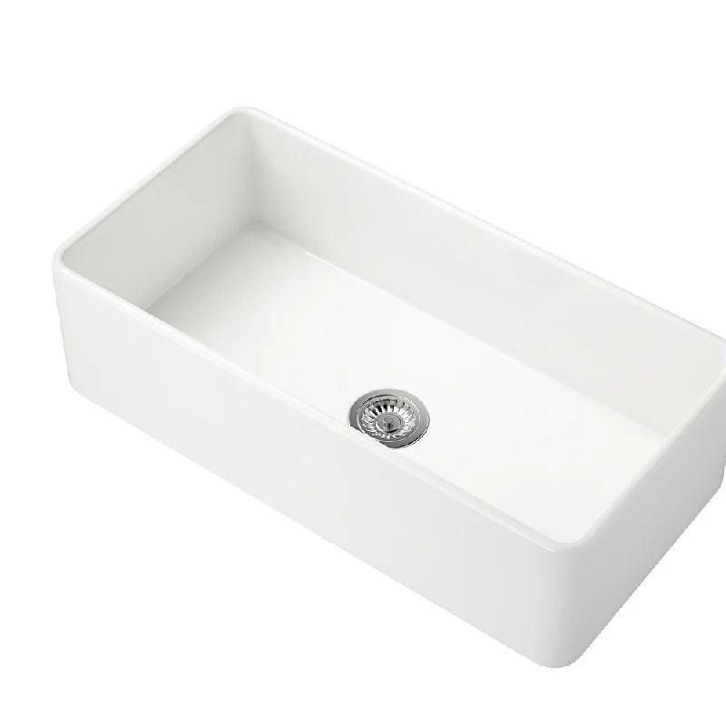 Farmhouse Kitchen Sink Single Undermount Apron Sink - White