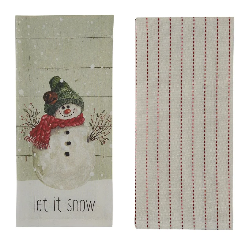 Farmhouse Snowman Let It Snow Dishtowels - Set of 2 Park Designs