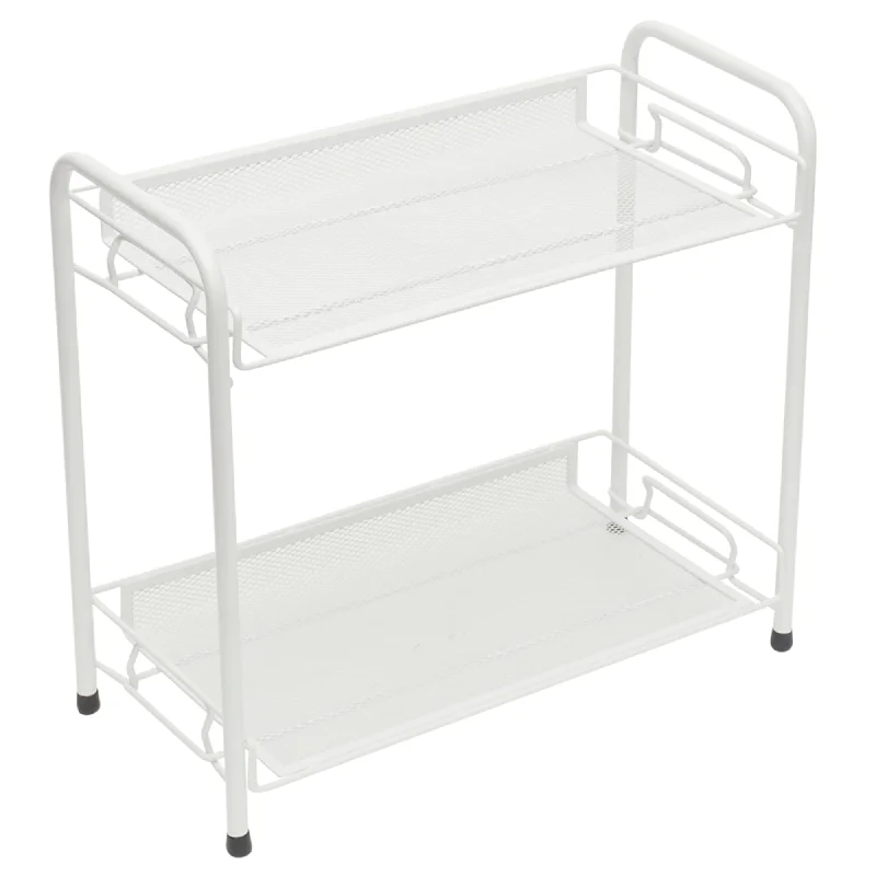 2 Tier Mesh Helper Shelf Tower, White