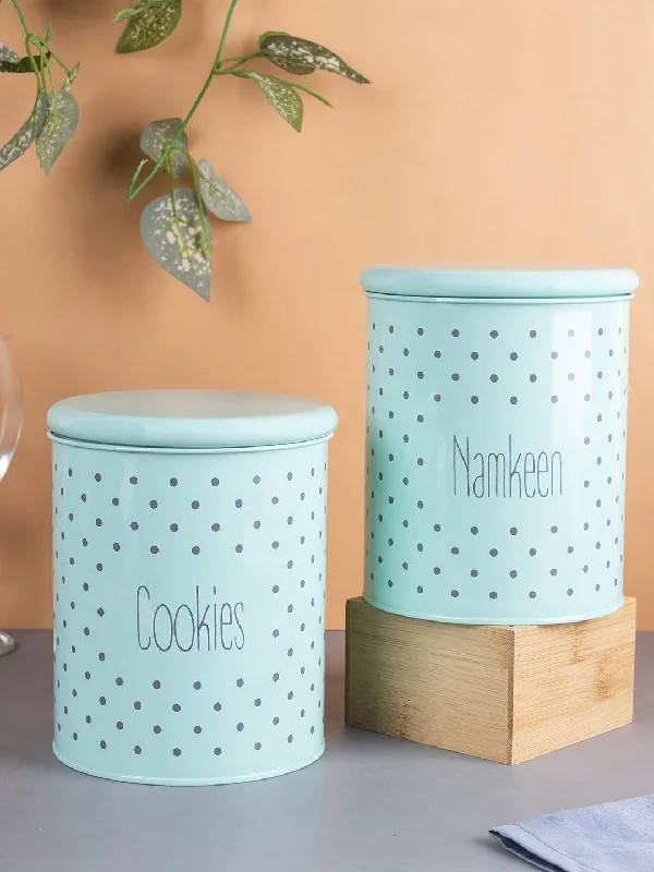 Cookie & Namkeen Jar Set Of 2 ( Green, Each 1700 Ml )