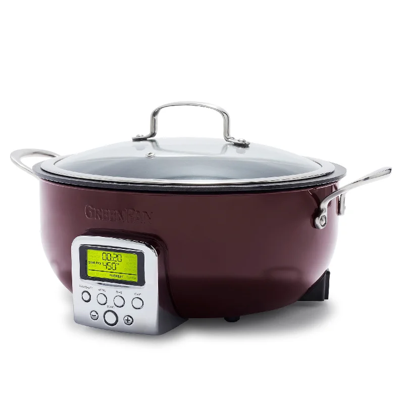 GreenPan Elite Essential Smart Electric 6 QT Skillet Pot - Sear, Saute, Cook Rice